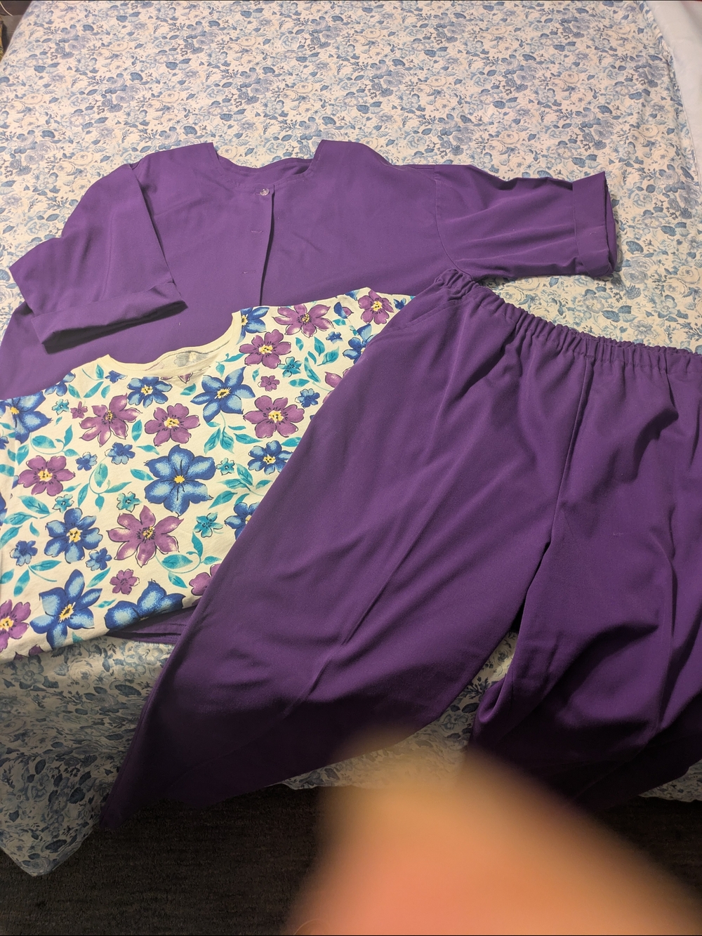 Purple Button-Front Women's Jacket with Matching Pants and T Shirt - Picture 4 of 4